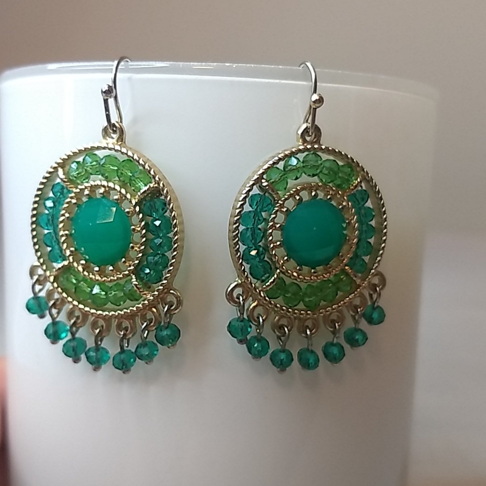 Green Chandelier Earrings